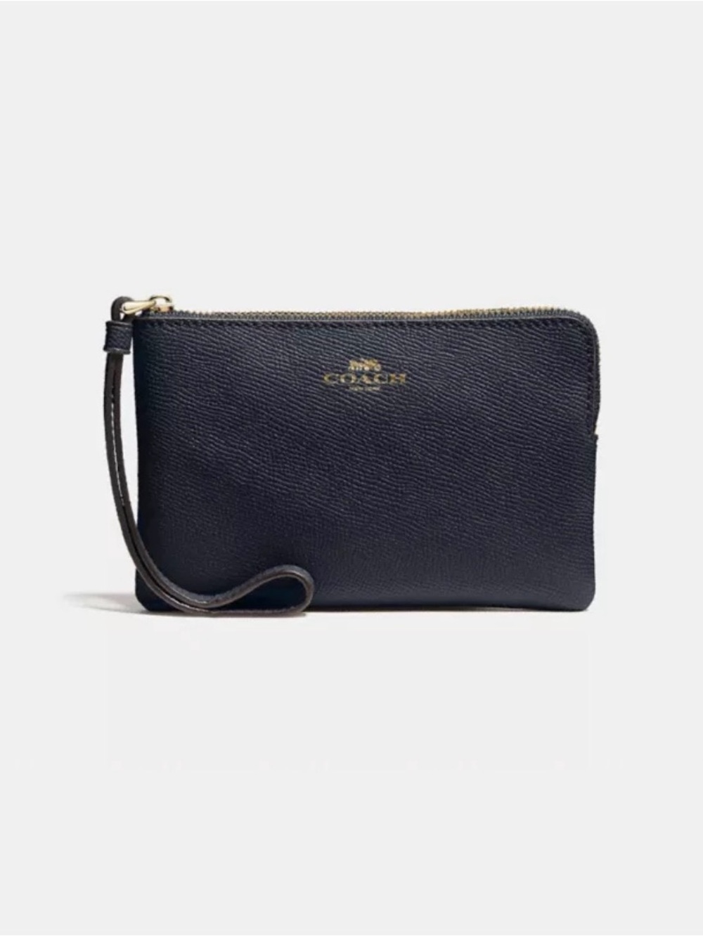 Coach Corner Zip Wristlet 58032 Midnight Blue Leather NWT